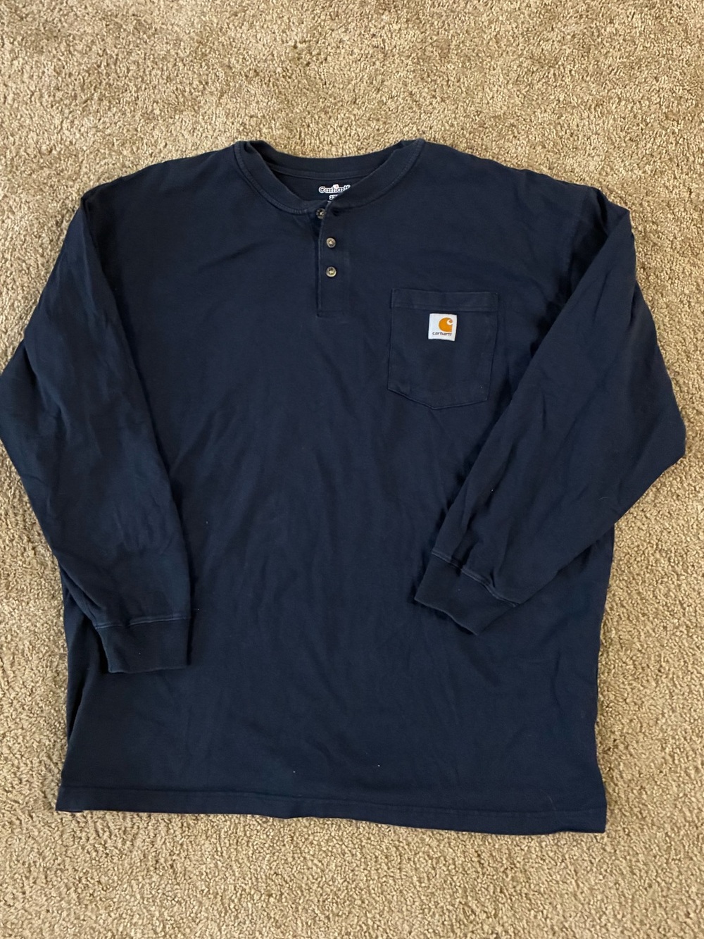 Carhartt Navy Long-Sleeve Henley with Chest Pocket